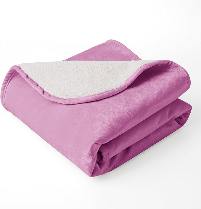 Waterproof Dog Blankets for Large Dogs, Washable Pet Blanket for Indoor Cats, Plush Sherpa Puppy Throw Furniture Protector for Bed Couch Sofa(40"x50",L,Purple)