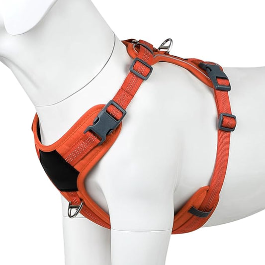 Plutus Pet No Pull Dog Harness, Release at Neck, Soft Padded, Reflective Adjustable Dog Vest Harness for Small, Medium, Large Dogs(Orange, S)