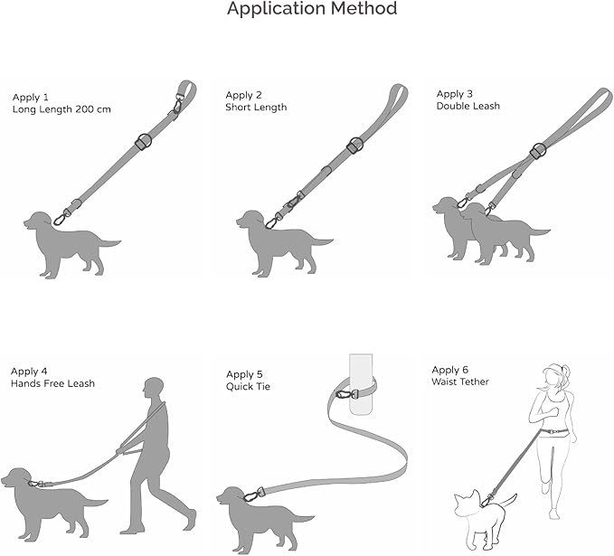 6in1 Multifunctional Dog Leash, Hands Free Dog Leash, Adjustable Length 6'7", Forest Print, (S/M)-Width 3/4", for Small and Medium Dog
