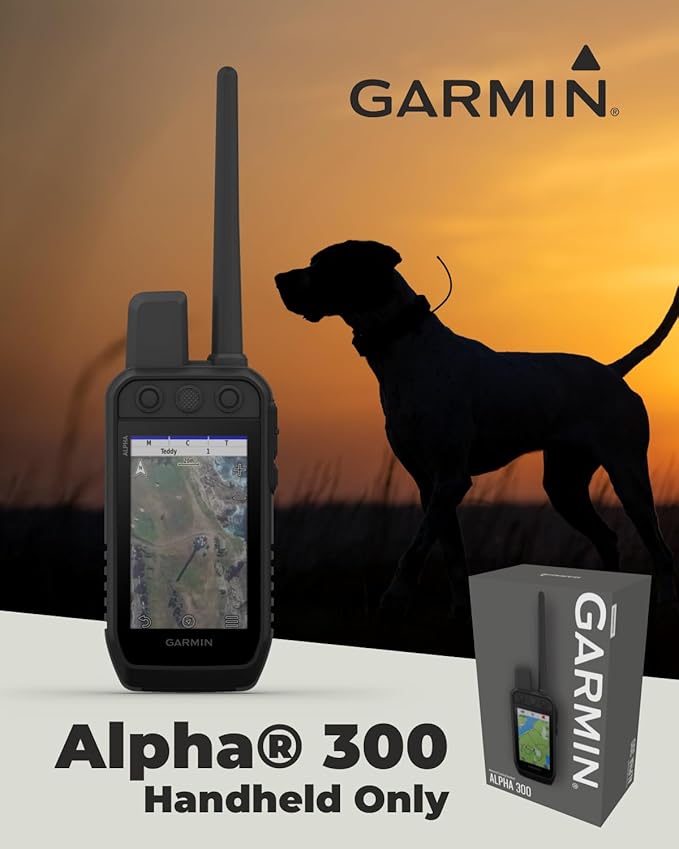 Wearable4U - Garmin Alpha 300 Handheld, Advanced Dog Tracking and Training Handheld, Touchscreen with Leash and Whistle Bundle
