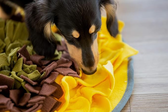 Snuffle Mat for Dogs Sunflower, Large Dog Snuffle Mat 19” x 19”, Plush Enrichment Toy Slow Feeder, Mental Health Puppy Chew Toys to Keep Them Busy, Machine Washable, Snuffle Mat for All Breeds Sizes