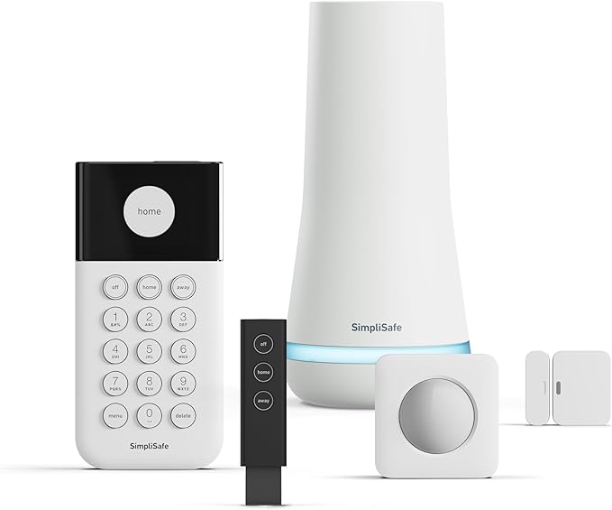 SimpliSafe 5 Piece Wireless Home Security System - Optional 24/7 Professional Monitoring - No Contract - Compatible with Alexa and Google Assistant,White