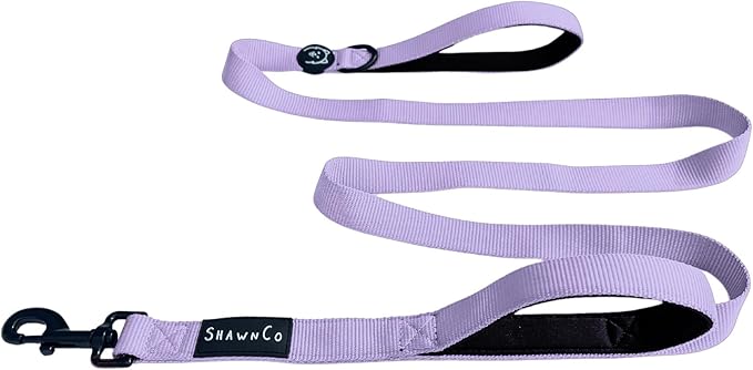 ShawnCo Dream Walk Dog Leash- Premium, Nylon Pet Leash with Soft Neoprene Handle for Small, Medium and Large Dogs (ICY Lilac, M/L 6FT w/ 2 Handles)