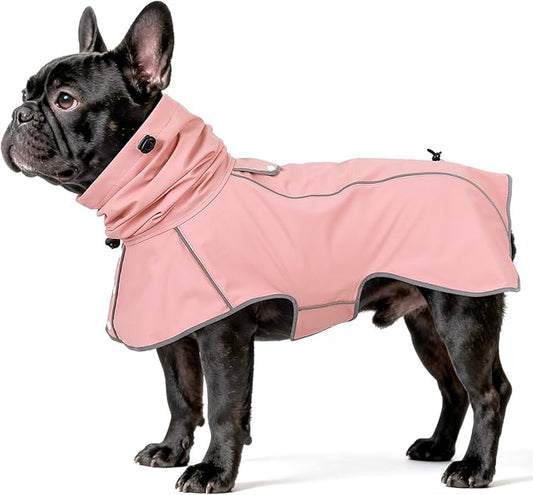 Reflective Dog Raincoat, Windproof & Waterproof Dog Rain Jacket, Adjustable Hooded Pet Poncho with Leash Hole for Small, Medium, Large Dogs(S-2XL) (Pink, Small)