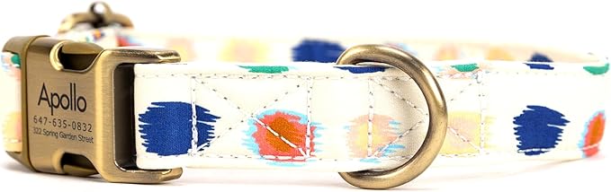 Personalized Dog Collar with Name and Phone Number Engraved,Adjustable Custom Puppy Collar,Organic Cotton Pet Collar for Small Medium Large Boy Girl Dogs