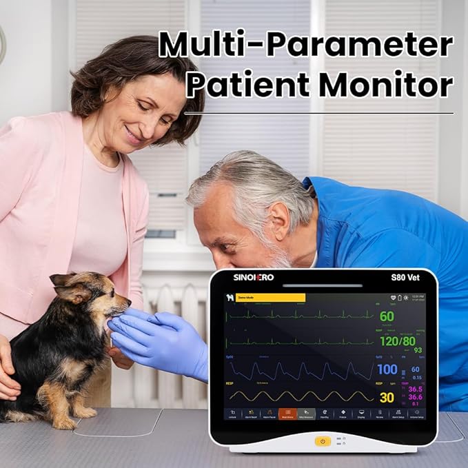 Veterinary Monitor 10.1'' Multi-Parameter Touch Screen Pet Monitor for Cat, Dog,Cow,Pig,Horse and Other Animals (Standard Size)