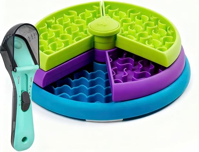 Slow Feeder Dog Bowl with Three Layers，Adjustable Dog Food Spoon-Adjustable Food Weight，can Effectively Alleviate Dogs' Boredom and Anxiety, Prevent Choking, and Prevent Slipping