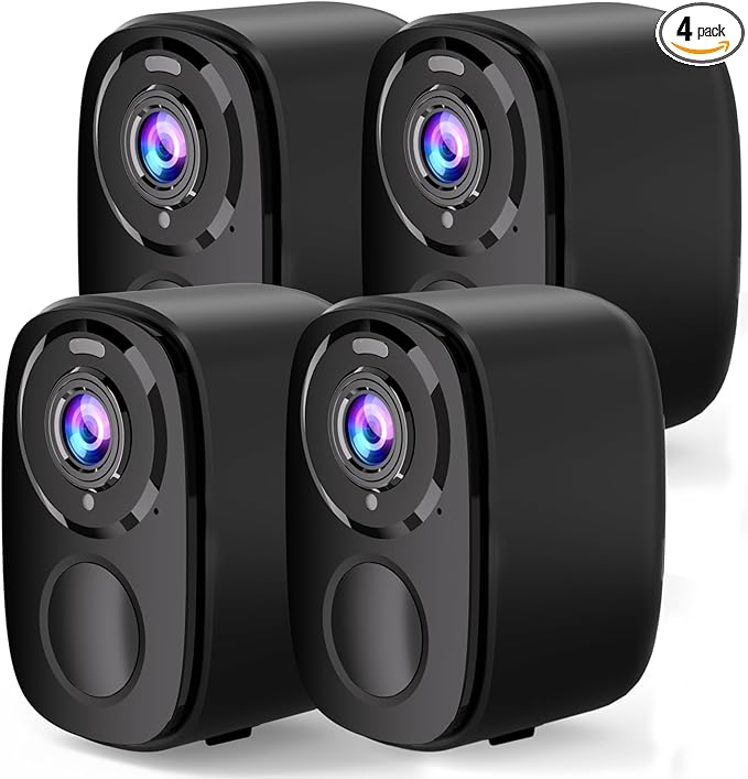 Rraycom 4Pack Wireless Home/Outdoor Security Cameras, 5MP Battery Powered Security Cameras with Spotlight Siren Alarm, AI Motion Detection, Color Night Vision, 2-Way Talk, SD/Cloud, Works with Alexa