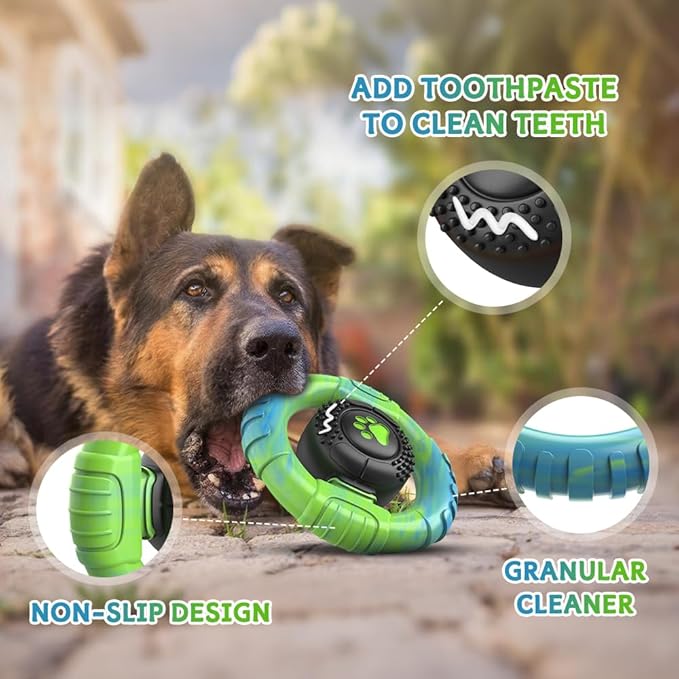 Dog Toys for Aggressive Chewers Large Medium Breed, Indestructible Squeaky Dog Chew Toys, Tough Nylon Rubber Interactive Dog Toys to Keep Them Busy