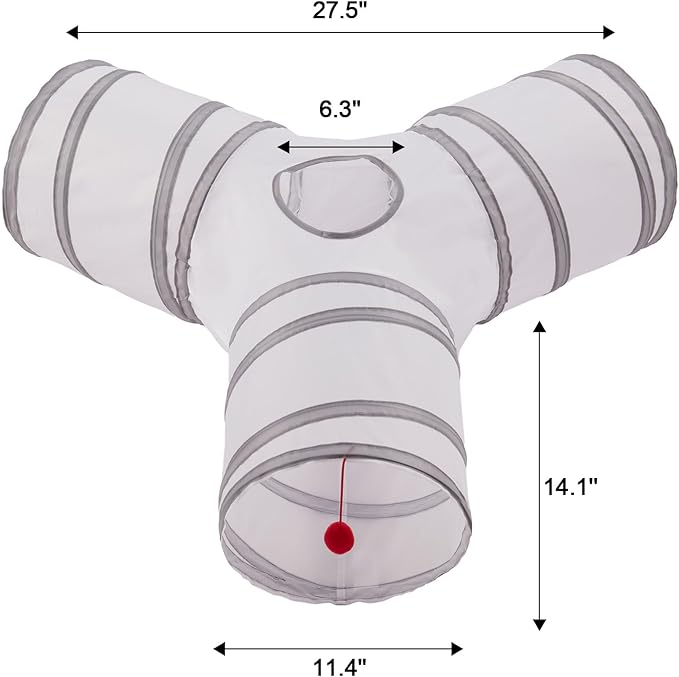 Cat Tunnels for Indoor Cats 3 Way Play Toy Kitty Tunnel Peek Hole Toy with Ball for Cat Tube Fun for Rabbits Kittens and Dogs