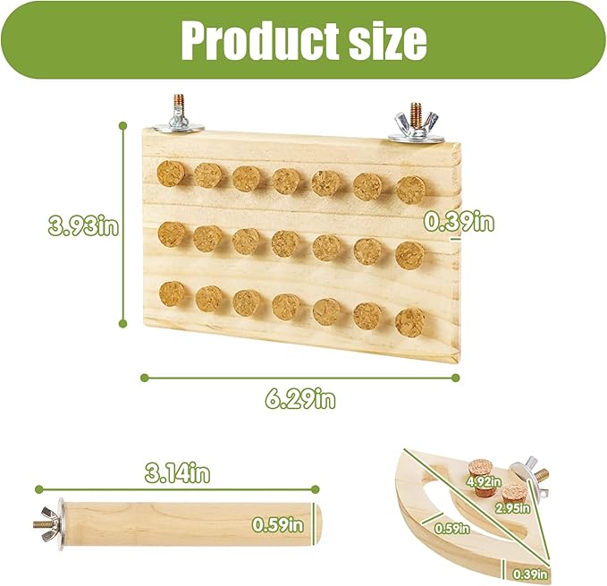 Wooden Bird Chew Toy, Parrot Biting Toys, Foraging Training, Relieve Boredom & Anxiety, Bird Cage Accessories, for Small Parakeets, Conures, Macaws, Budgies, Finches, JPN N