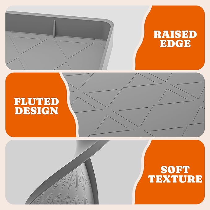 Pawtners Cat Litter Mat, Large 34" x 22" Litter Box Mat, Easy to Clean Cat Litter Box Mat, Non-Slip Kitty Litter Mat for Floor, Waterproof & Urine-Proof Cat Litter Mat Litter Trapping Mat, Gray