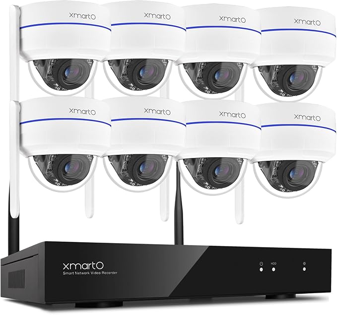 xmartO [AI Tracking Ceiling CAM] 10CH 2K HD Metal Dome PTZ Wireless Security Camera System, 8*Automatic-Follow, 2-Way Audio and Night Vision Camera, 10CH 4K Long Range WiFi 6 Surveillance DVR NVR Kit