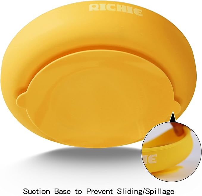 Slow Feeder Dog Bowls with Suction Cups, Silicone Puzzle Bowl for Slow Eating, Pets Slow Feeder Non-Slip Design Dishwasher Microwave Safe for Small Medium Dogs, Yellow