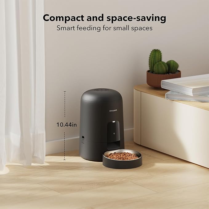 PETLIBRO Automatic Cat Feeder, Wi-Fi Rechargeable Cats Food Dispenser Battery-Operated with 30-Day Life, AIR 2.4G Wi-Fi Timed Pet Feeder for Cats & Dogs, 2L Auto Cats Feeder, Black