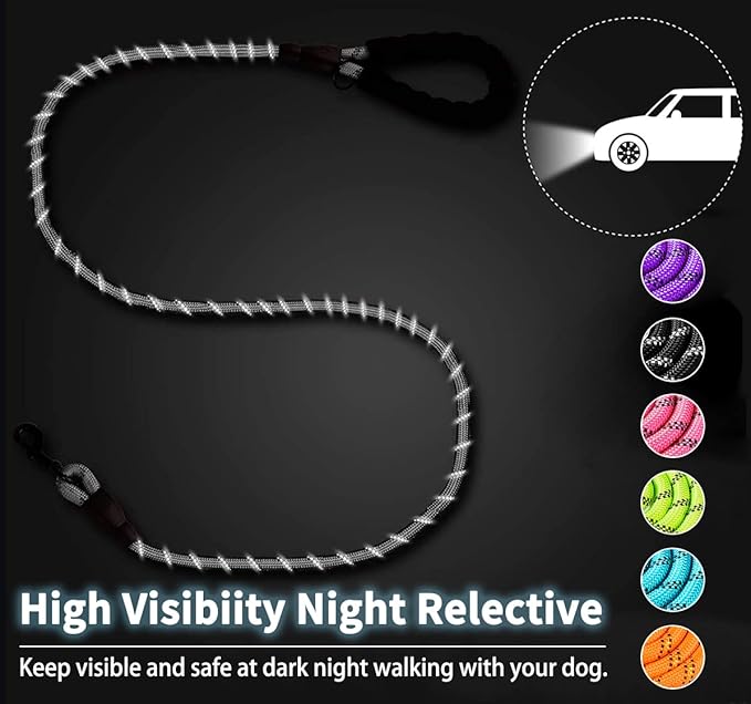 COOYOO 2 Pack Dog Leash 5 FT Heavy Duty - Comfortable Padded Handle - Reflective Dog Leash for Medium Large Dogs with Collapsible Pet Bowl