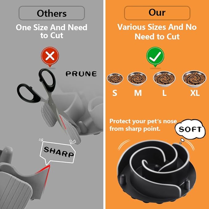 Slow Feeder Dog Bowls Insert, Animire Soft Silicone Slow Eating Dog Food Bowl for Small, Medium and Large Dogs, Compatible with Regular and Elevated Bowls