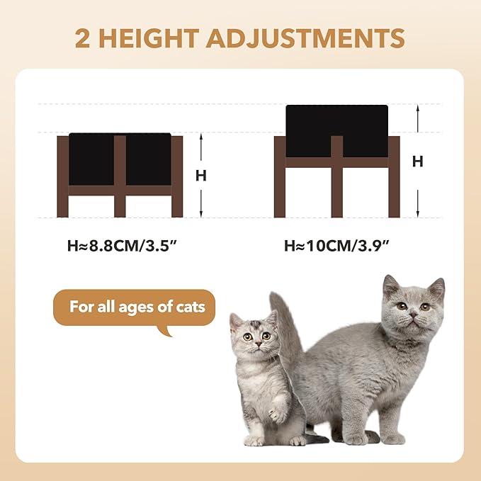 Ceramic 5.1inch Raised Dog and Cat Bowl Set, 2 Heights Elevated Wooden Stand for Puppy, Kitty, Cats, Weighted Pet Food and Water Dishes(5.1'',13.5oz, Starry Sky)
