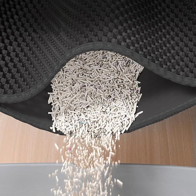 Large cat Litter mat, Jumbo Size (47" x 32") Black, Double Layer, Waterproof, Odor-Free, Easy to Clean