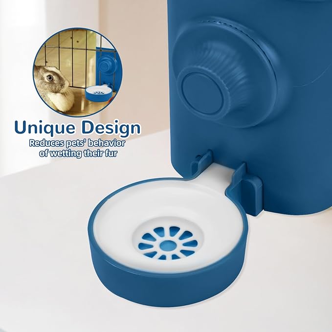 Rypet Hanging Rabbit Water Bottle Cage, 21oz Guinea Pig Water Bottle Dispenser, Automatic Small Pet Cage Water Feeder for Bunny Chinchilla Hamster Hedgehog Ferret Rat Gerbil Small Animal (Blue)