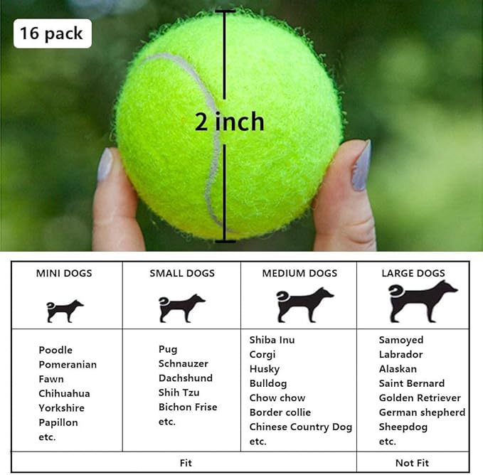 BESTHLS Pet Ball for Dog Small 2inch Pet Toy Tennis Balls for Pet Puppy Tiny Small Dogs Fetching Exercise & Training (16 Pack)