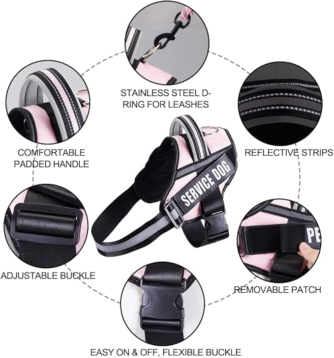 Dog Vest Harness and Patches Set, Animire in Training Service Dog Harness with 10 Dog Patches, Reflective Dog Vest with Handle for Small, Medium, Large, and Extra-Large Dogs