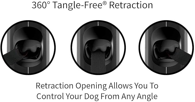 TUG Oval 360° Tangle-Free Retractable Dog Leash with Integrated Waste Bag Dispenser (Large, Grey)