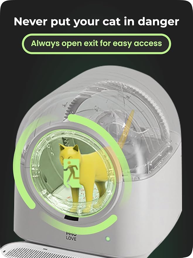 HHOLOVE TYPro Self Cleaning Cat Litter Box Automatic Hands-Free Smart Robot self Cleaning Cat Litter Box for Multiple Cats with APP Control Safe with Litter Mat Waste Bags and Deodorizer