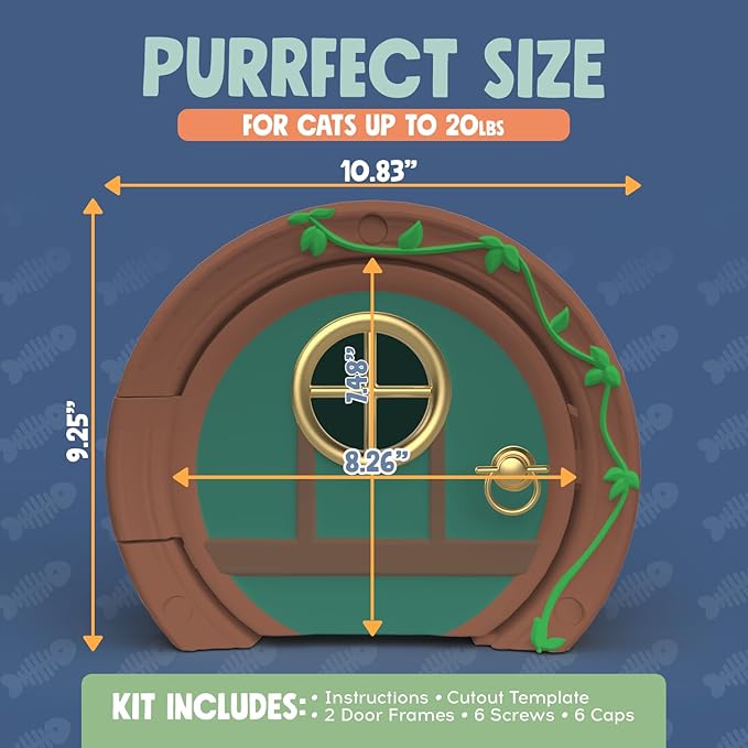 Gnome® Door Cat Door for Interior Doors - Stylish & Functional with No Flap, Lockable, and Easy Installation, Spacious Large Kitty Door for Cats Up to 20 lbs, Private and Comfortable Pet Door