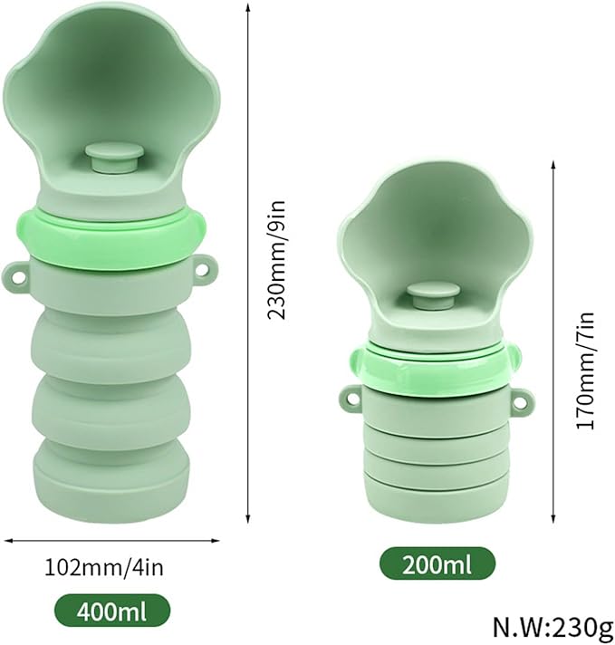 1. 400ml Leakproof Dog Water Bottle Portable Outdoor Travel Drinking Dispenser with Silicone Bowl for Pets Portable Pet Water Dispenser