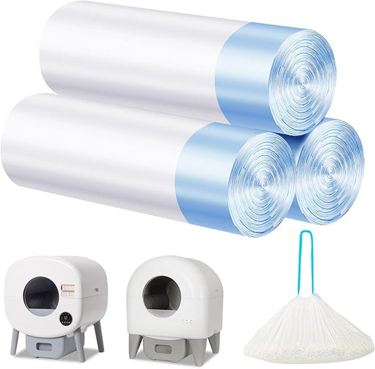 Cat Litter Bags 60Count, 26.37"x15.74" Drawstring Close Litter Box Liners for Automatic Litter Box,Thick Cat Poop Bags,Easy to Clean,Heavy Duty Robot Bag for Self-Cleaning Box