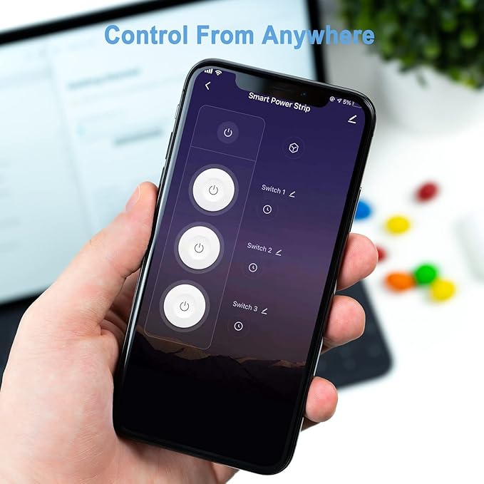 Smart Power Strip, TESSAN WiFi Flat Plug Strip with 3 Smart Outlets and 3 USB Ports, 6 Feet Extension Cord, Only 2.4 GHz Wi-Fi, Compatible with Alexa and Google Home, White