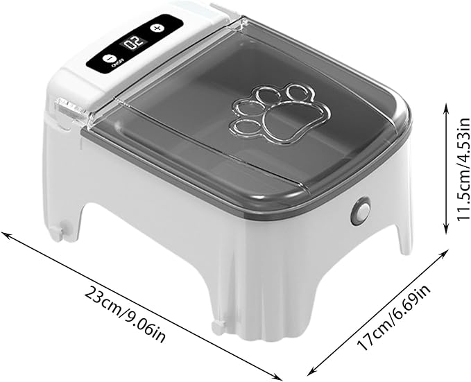 Pet Food Dispenser - ABS Automatic Cat Feeder, Smart Dog Feeder, Rechargeable 2000mAh Battery | Electric Timer Controlled Portioning Bowl with Sensor Lid for Dry Food Feeding Cats Kittens Puppies