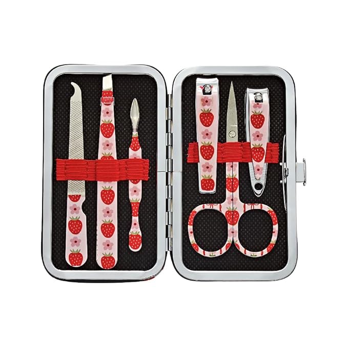 Éclat Manicure Pedicure Kit for Men & Women, 6Pcs Finger & Toe Nail Care Tools Includes Nail Clipper Cutter, Tweezer, File, Cuticle Pusher, Personal Care Professional Grooming Set With Travel Case