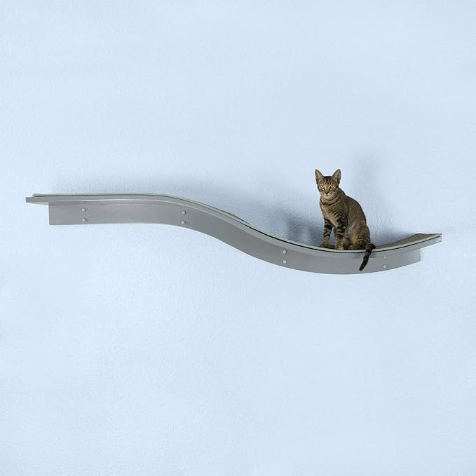 THE REFINED FELINE 60 Inch Lotus Branch Cat Shelf in Smoke Gray with Replaceable Carpet, Playing, Climbing, & Lounging Cat Shelves And Perches For Wall, Cat Hammock Bed Furniture for Large Cats