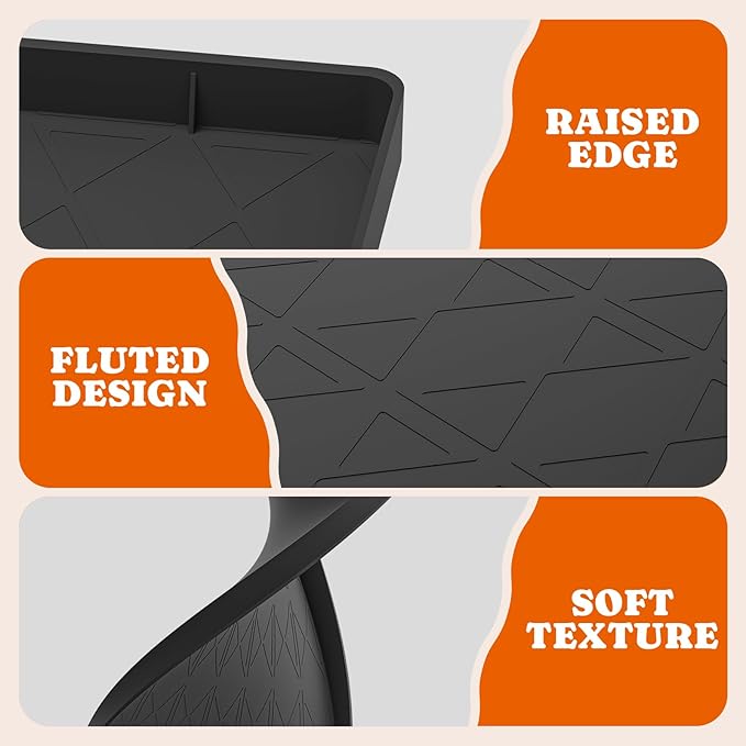 Extra Large Silicone Cat Litter Mats, 34" x 22" Waterproof Litter Box Mat, Non-Slip Kitty Litter Mat for Scatter Control, Easy to Clean & Urine-Proof Cat Litter Trapping Mat, Black