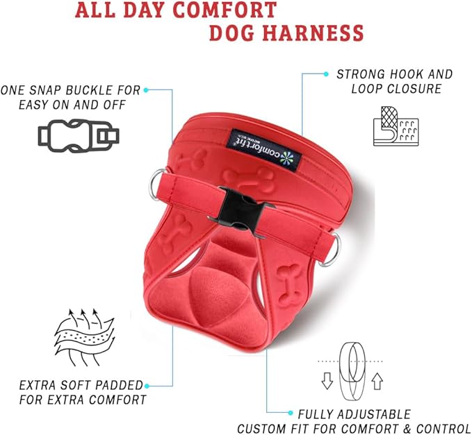 Comfort Fit Dog Harness Small Medium Sized Dogs No Pull Step in Dog Harness with Adjustable Buckles Soft Padded Easy Control Vest Harness Training Walking Running Extra Comfort Inside Velvet Plush