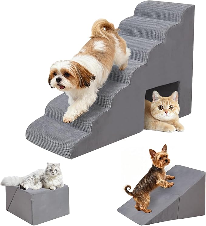 7 Steps Dog Stairs & Steps for High Beds 30-36 inches High Tall, LitaiL 33inch 7 Steps Pet Stairs/Steps for High Beds Small Large Dogs, Non-Slip Dog Ramps/Ladder for Old Dogs/Cats