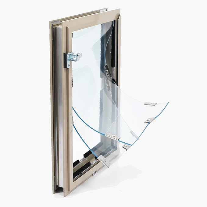 Door Model | Cat & Dog Doors | Energy Efficient Double Vinyl Flaps | Locking Security Cover | Skilled Install Required | Heavy Frame of Extruded Aluminum | Steel Reinforced Corners | Hale Pet Door