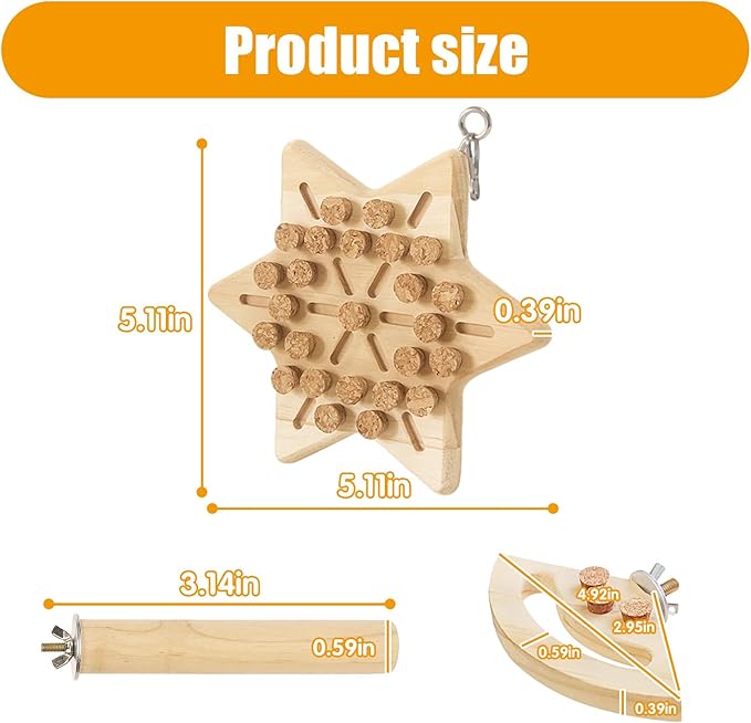 Wooden Bird Chew Toy, Parrot Biting Toys, Foraging Training, Relieve Boredom & Anxiety, Bird Cage Accessories, for Small Parakeets, Conures, Macaws, Budgies, Finches, XH D