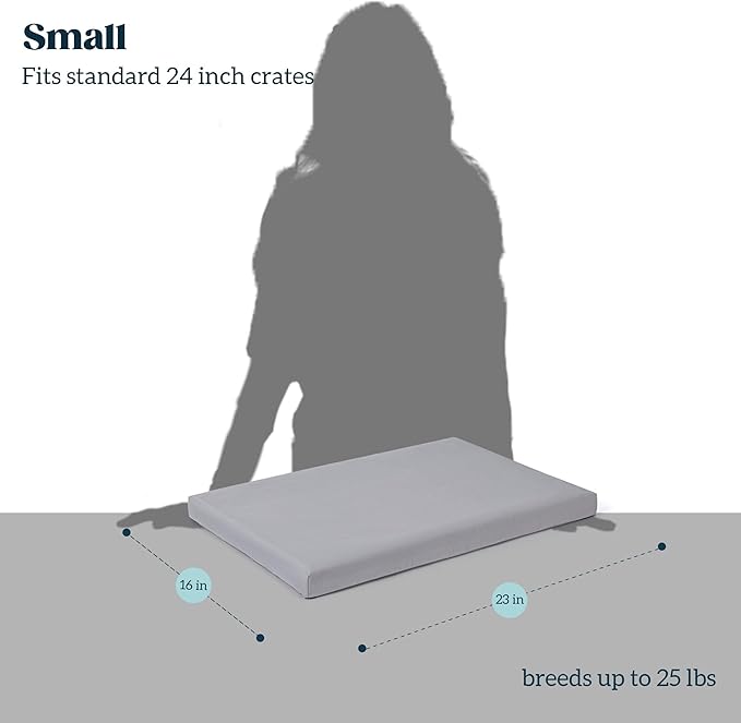 Cybarmour Chew Proof Dog Bed - Orthopedic Indestructible Dog Crate Pad - Outdoor Waterproof Kennel Mat for Aggressive Chewers - Small Breeds & Fits 24-Inch Crate - 23"x16", Limestone