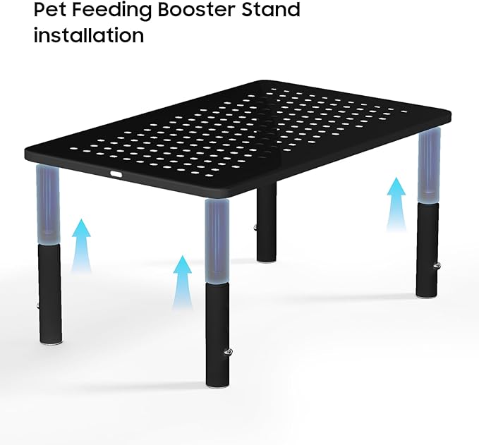 ‌Adjustable Automatic Cat Feeder Stand - Non-Slip Elevated Holder for Cats/Puppies, Fits Most Automatic Feeders & Water Dispensers, Black(Holder ONLY)