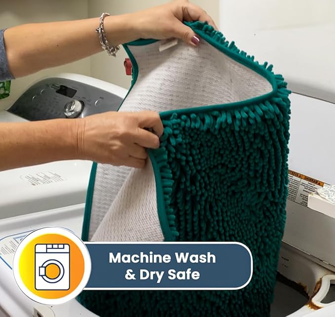 Muddy Mat® | Super Absorbent Door Mat Indoor, Microfiber Quick Dry Chenille Entryway Rug, Non-Slip Front Door Mat, Indoor Mats for Entryway, Machine Washable Pet Rug, Teal 36" x 120"