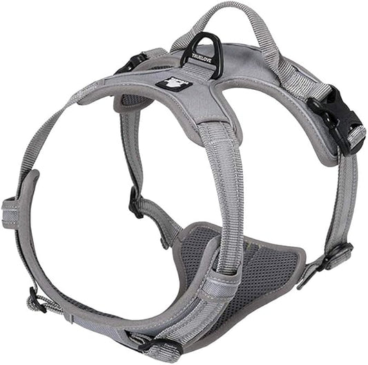 TRUE LOVE Adjustable No-Pull Dog Harness Reflective Pup Vest Harnesses Comfortable Control Brilliant Colors Truelove TLH5651(Gray,XS)