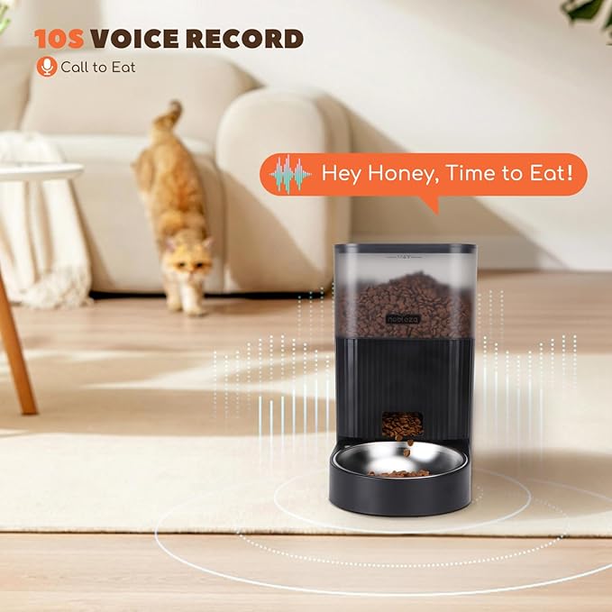 Nobleza Automatic Cat Feeder, WiFi 4.2qt Large Container Automatic Dog Feeder Dispenser with Slow Feeding Sensor, Easy Setup with Dual Power Safety Material Cat Food Dispenser