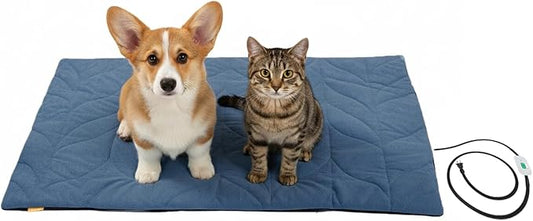 Dog Heating Pad (31"x20") - Waterproof Electric Heated Mat & Pet Bed for Indoor and Outdoor Use, Chew Resistant Cord, Machine Washable Cover with Wheat Pattern Quilting, for Cats and Pets