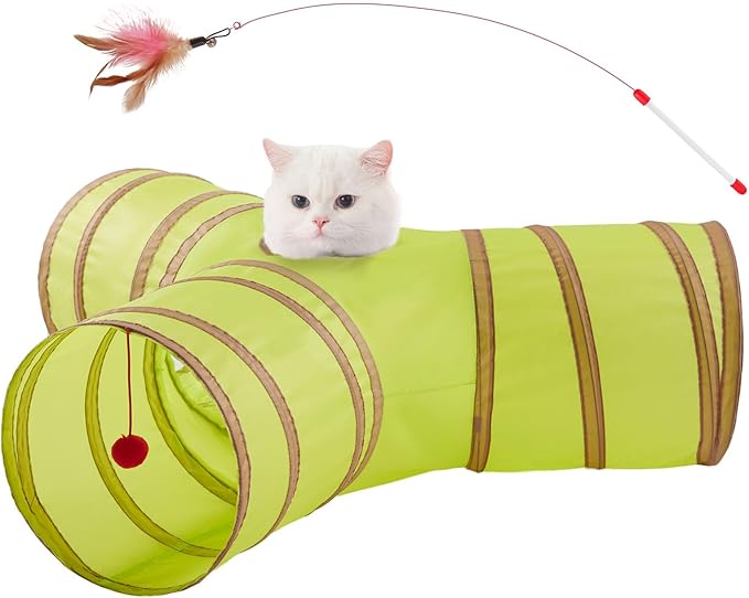 Cat Tunnels for Indoor Cats 3 Way Play Toy Kitty Tunnel Peek Hole Toy with Ball for Cat Tube Fun for Rabbits Kittens and Dogs