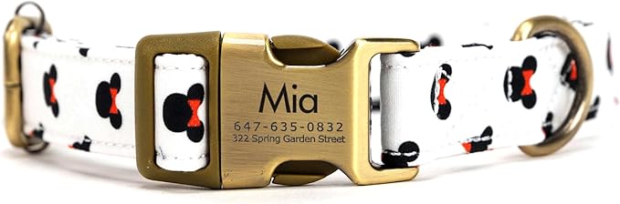 Personalized Dog Collar with Name and Phone Number Engraved,Adjustable Custom Puppy Collar,Organic Cotton Pet Collar for Small Medium Large Boy Girl Dogs