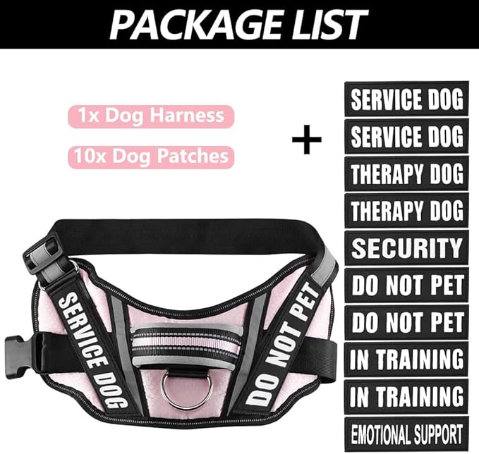 Dog Vest Harness and Patches Set, Animire in Training Service Dog Harness with 10 Dog Patches, Reflective Dog Vest with Handle for Small, Medium, Large, and Extra-Large Dogs