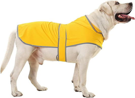 Dog Raincoats for Large Dogs Waterproof Hooded Rain Jacket with Reflective Strips Leash Hole & Poncho Adjustable Fit (Yellow,XXL)